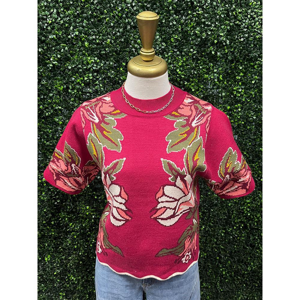 Whinra Floral Magenta Top