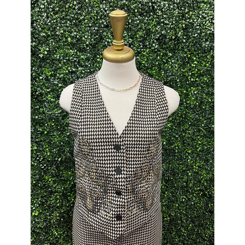 Zira Tailored Jacquard Embroidered Vest