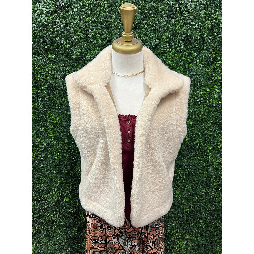 Tara Mocha Plush Reversible Vest