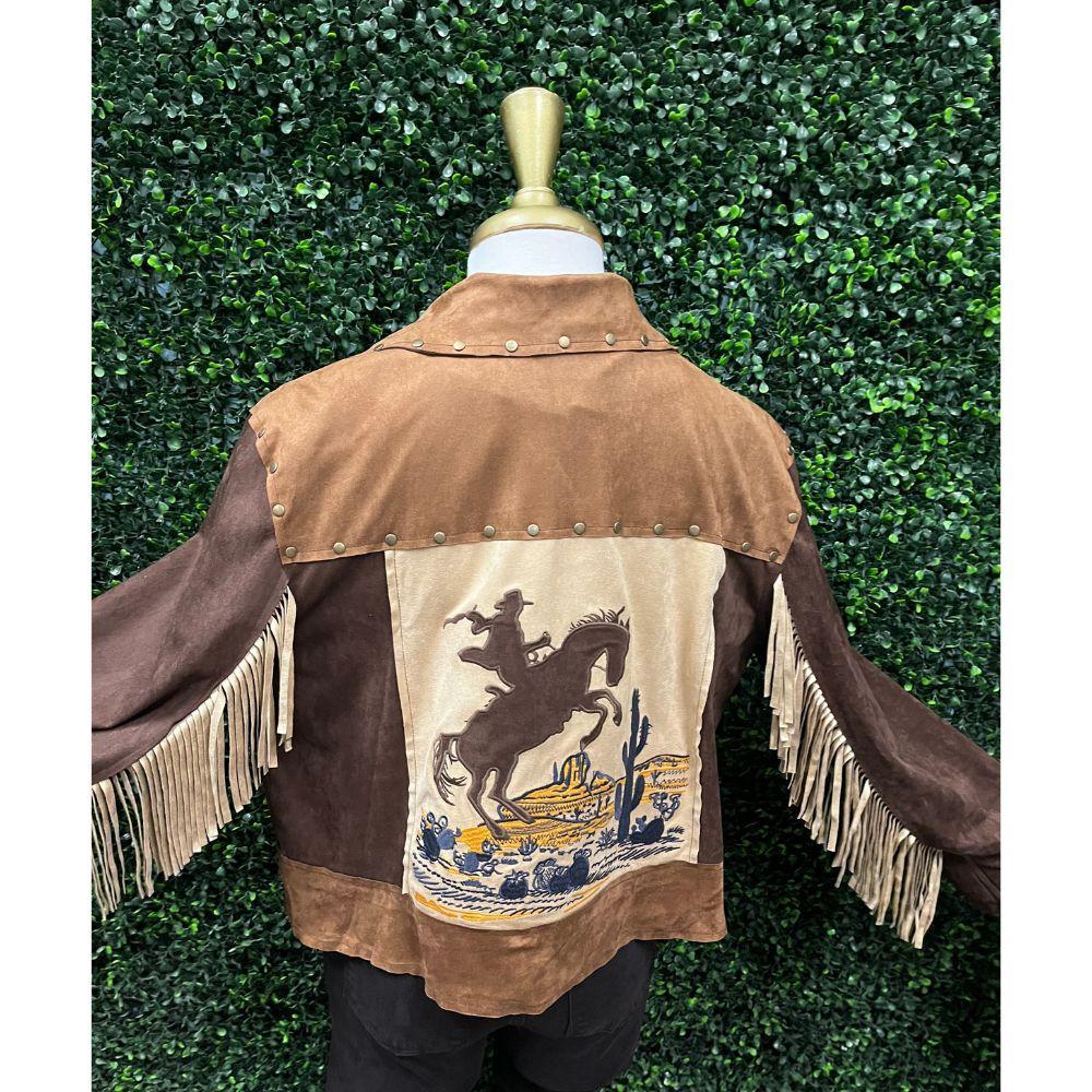 Kayla Brown Western Faux Suede Fringe Jacket