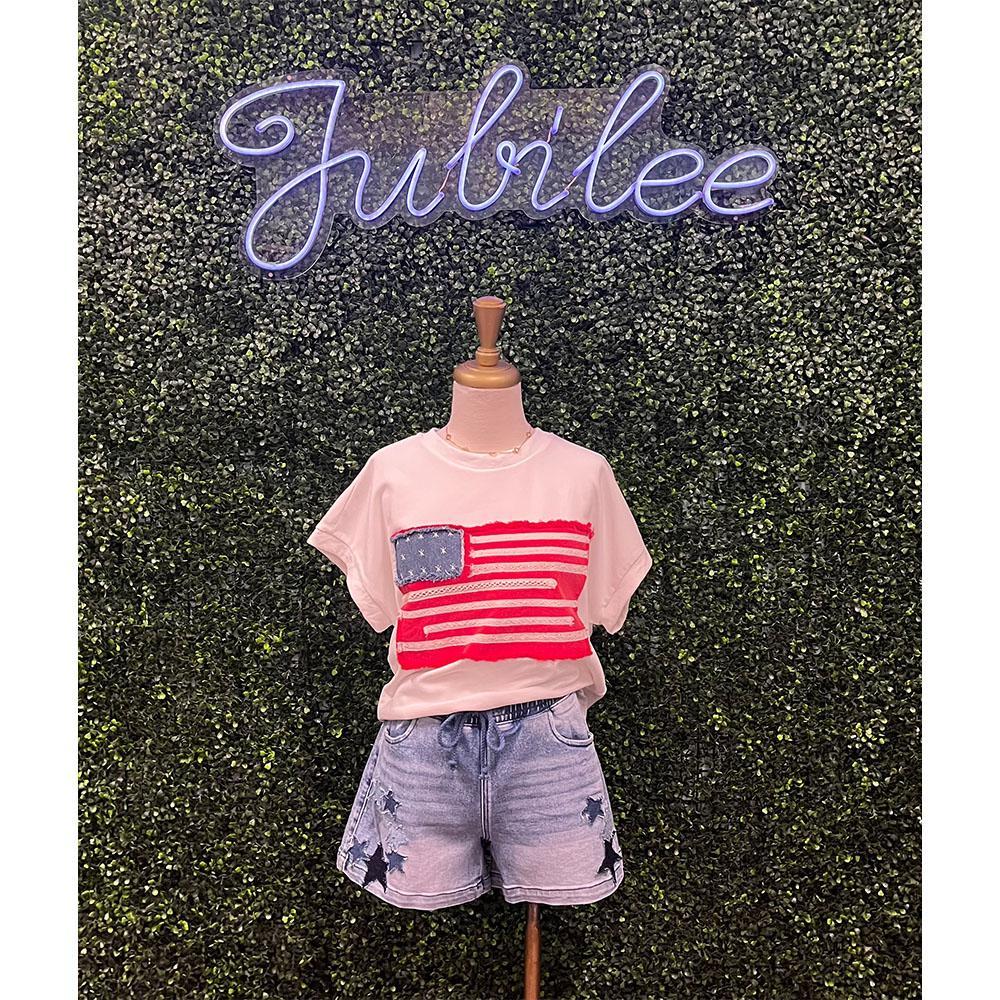 Slouchy Star Denim Shorts