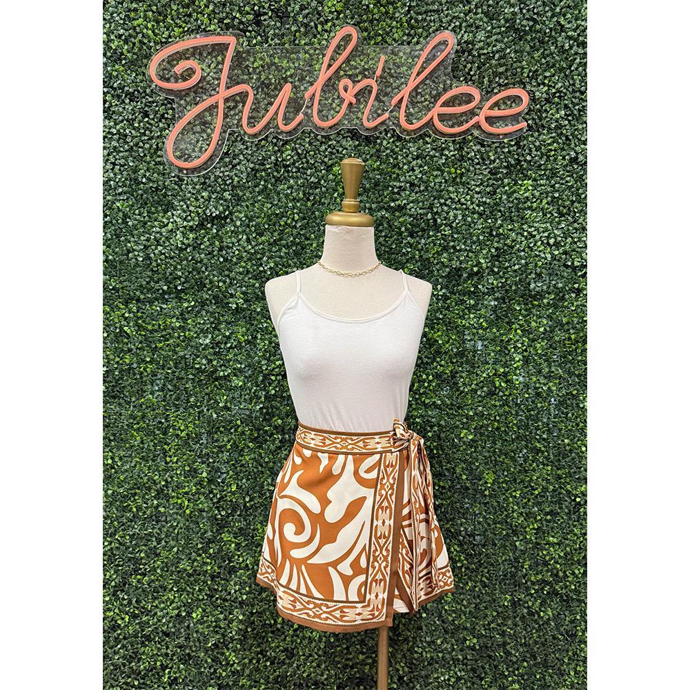 Marnie Terracotta Woven Tie Skort