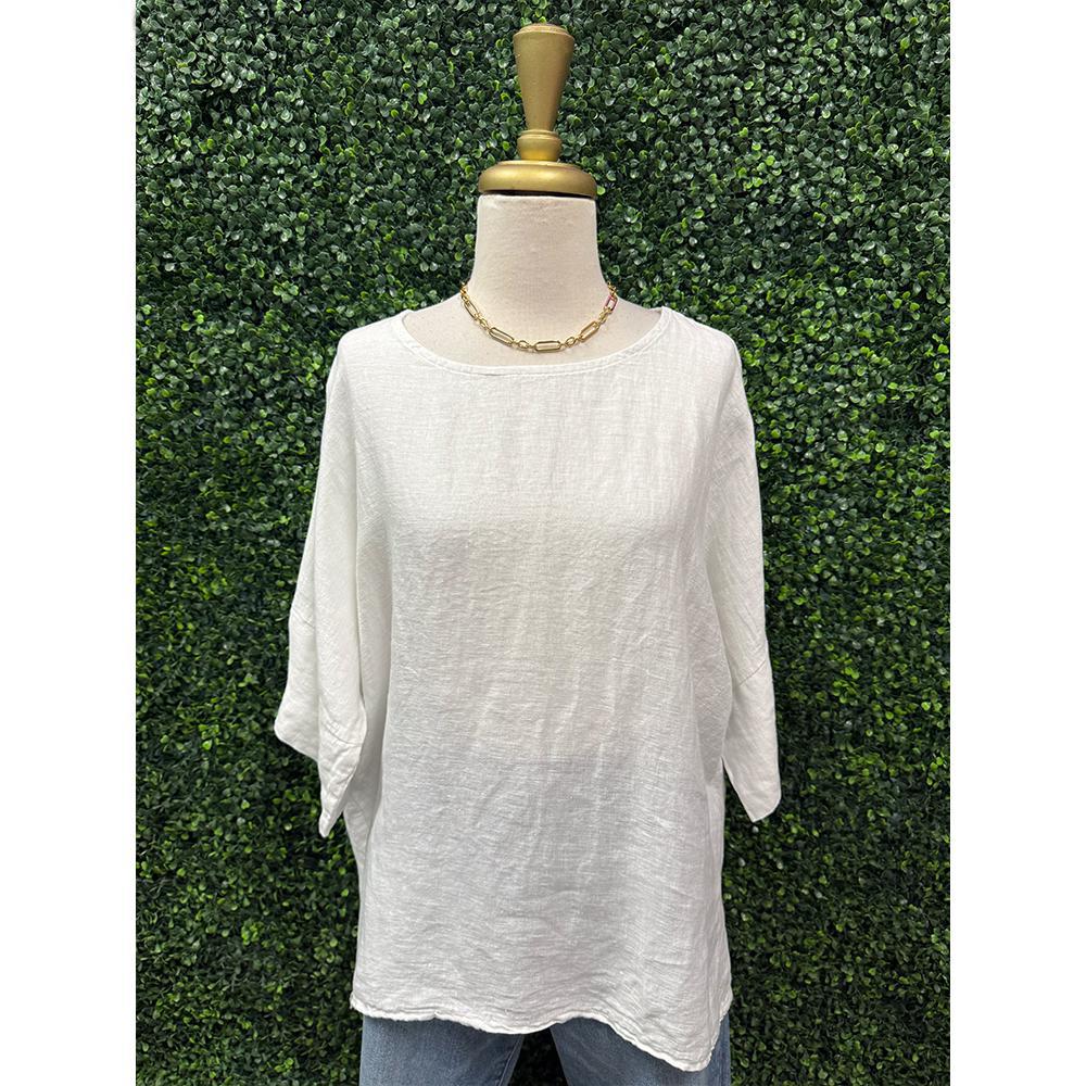 Juniper White Linen Top
