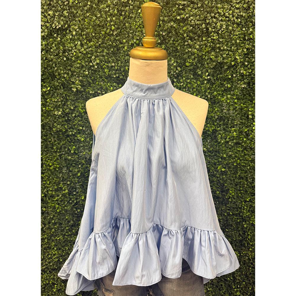 Blue Jay Halter Ruffle Top