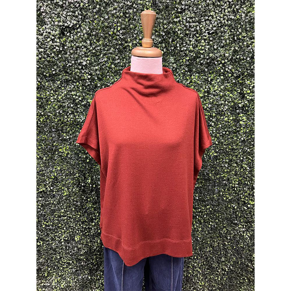 Anabelle Rust Mock Neck Pullover Top
