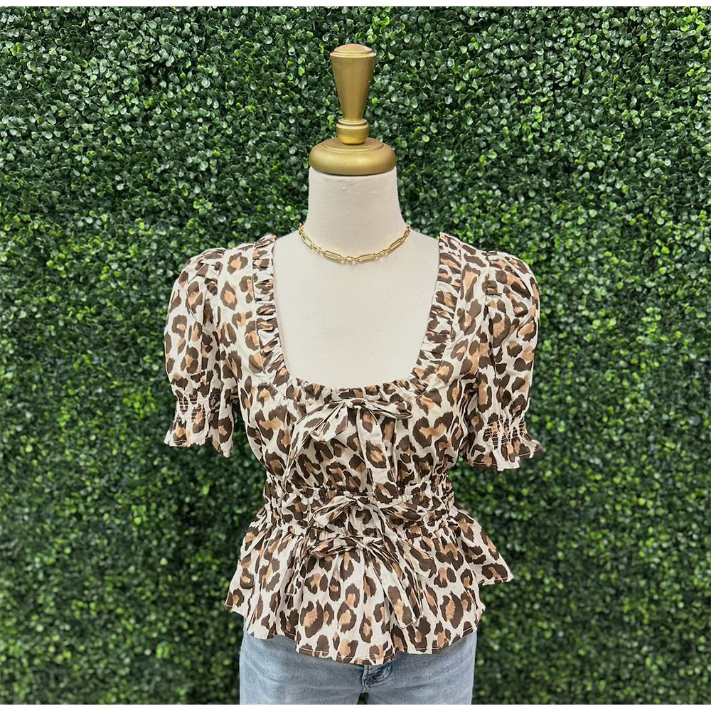 Esme Leopard Bow Top