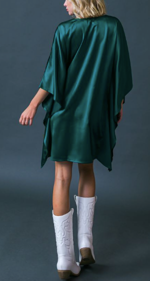 Emerald Green Satin Mini Dress