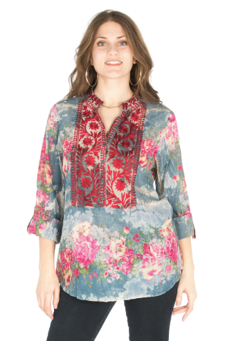 Vintage Fiona Tunic with Floral Embroidery