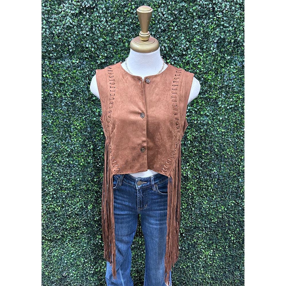 Drew Latte Fringe Vest