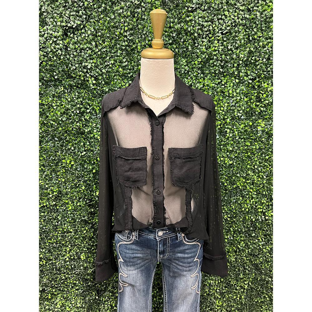 Bonnie Black Mesh Top