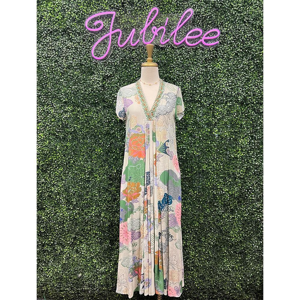 Amaryllis Maxi Dress Green Beige