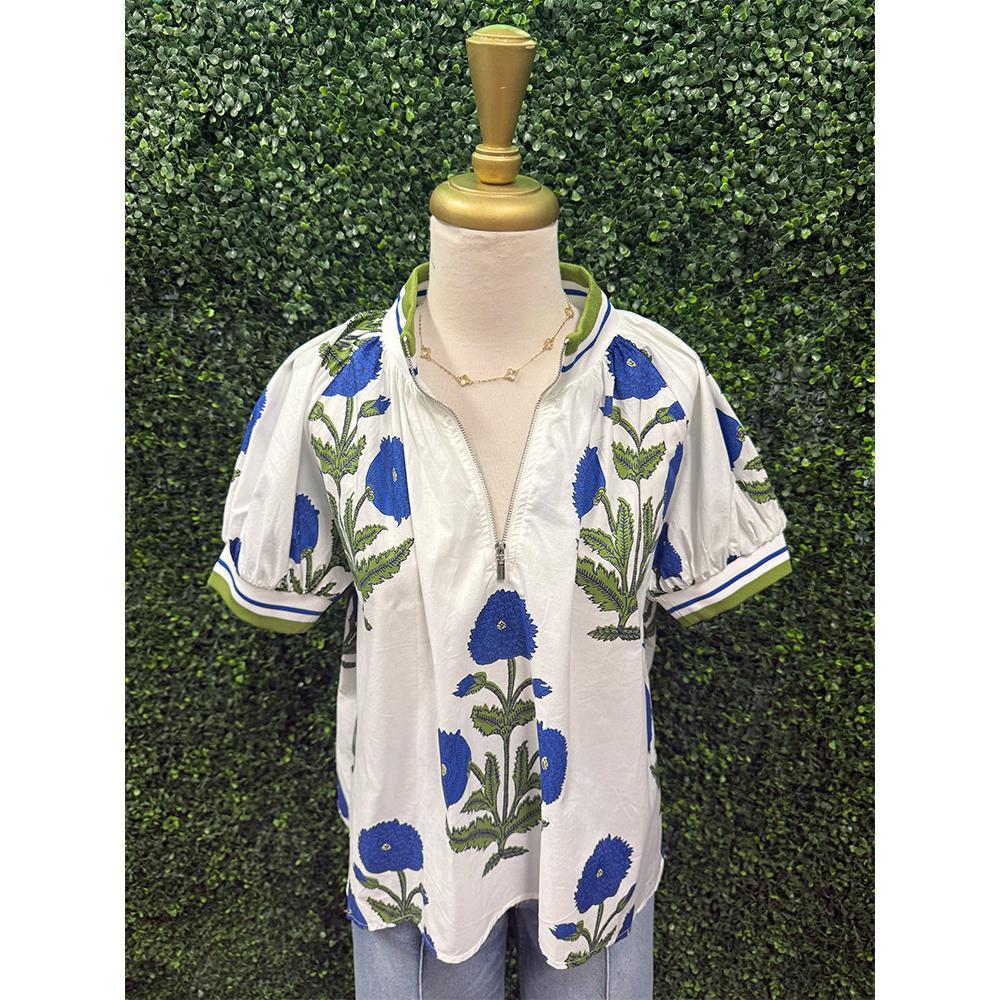 Kayla Blue Mix Floral Top