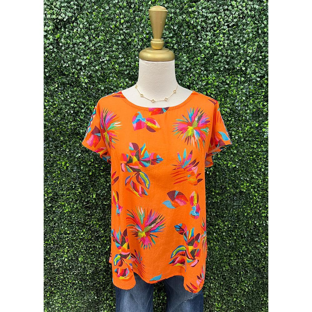 Artisan Orange Fiesta Leaf Kona Tee
