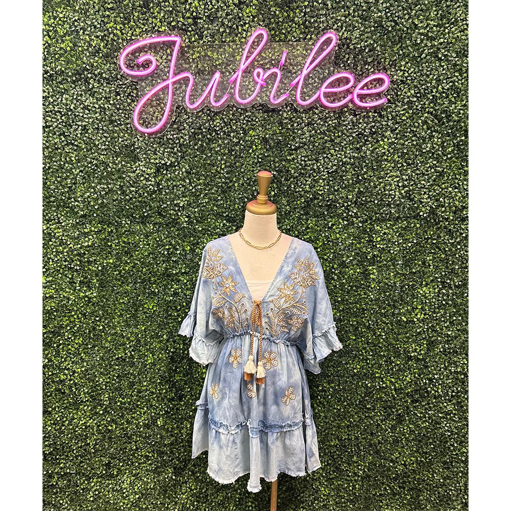 Jessica Flower Tie Dye Dress