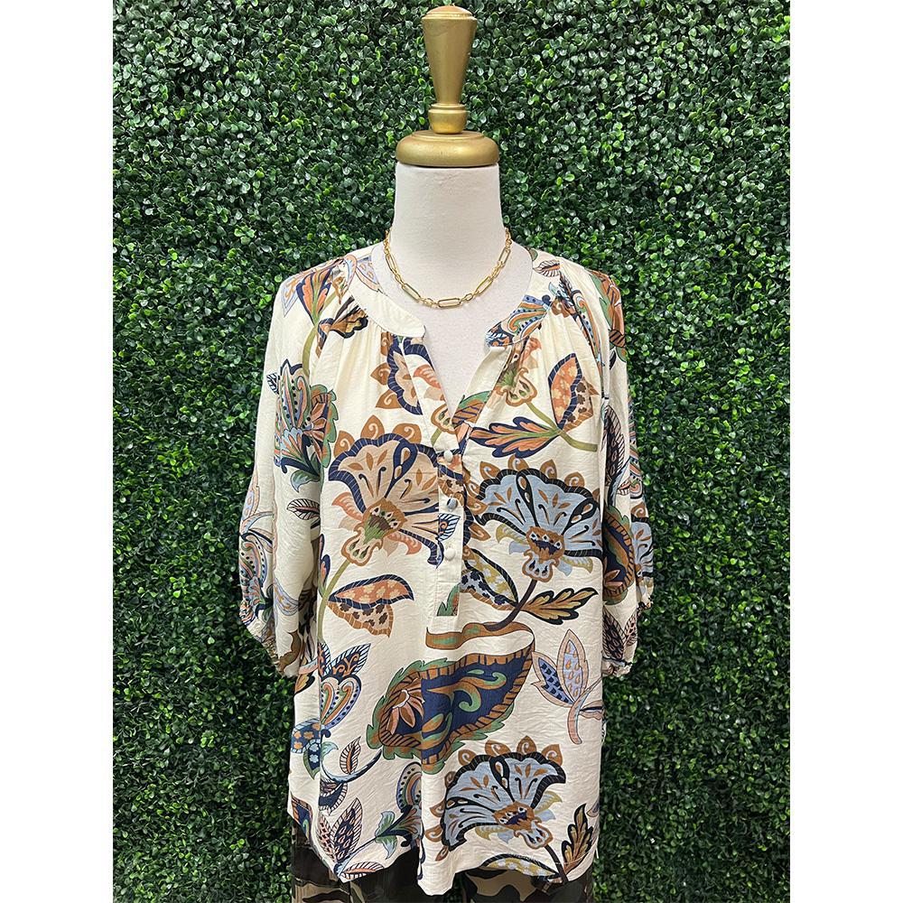 Gianna Cream Boho Paisley Top