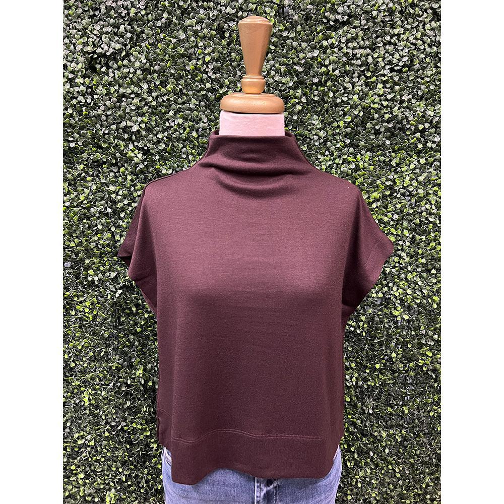Anabelle Brown Mock Neck Pullover Top