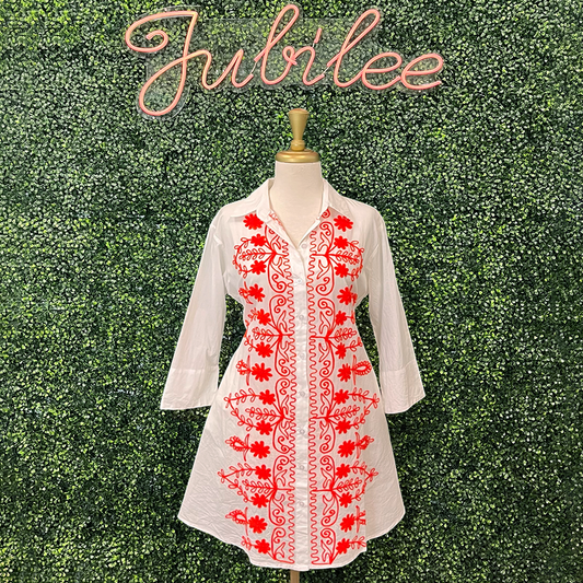Sal Embroidered Button Down Tunic