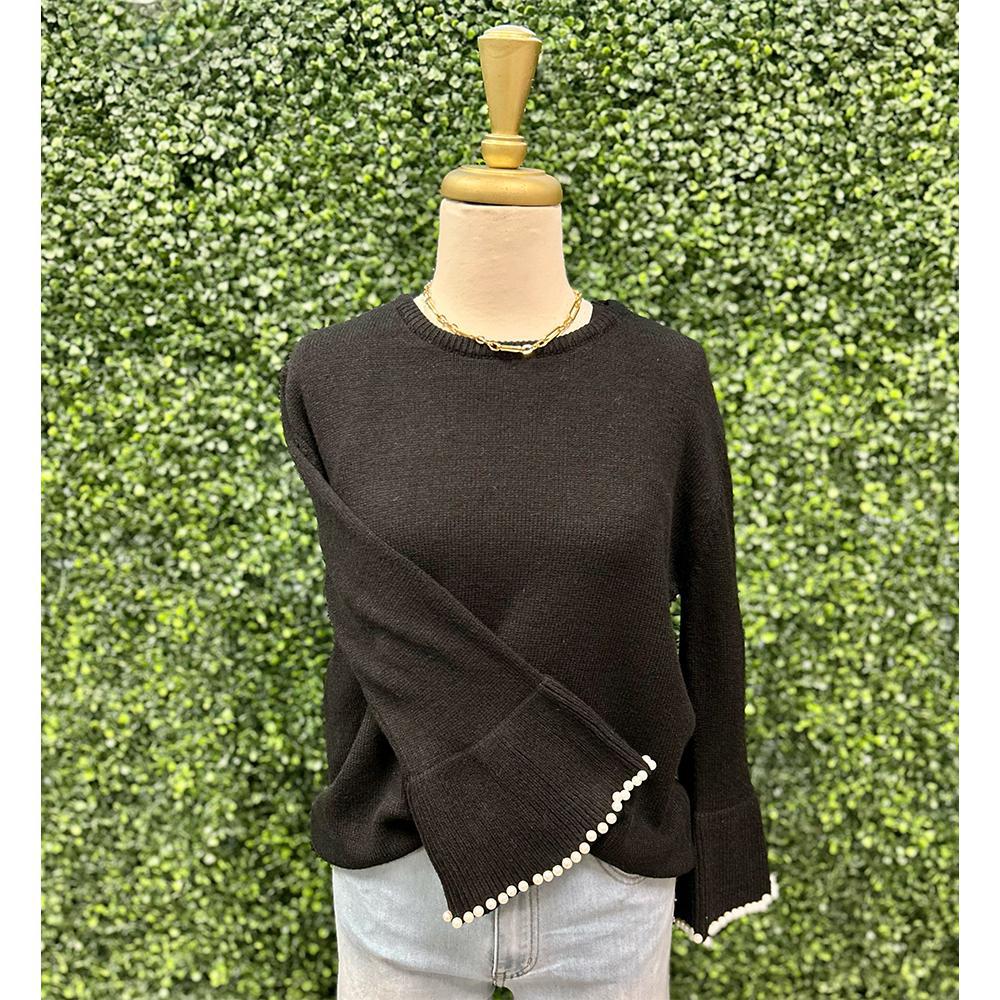 Athena Black Pearl Sleeve Sweater