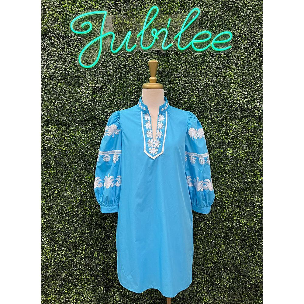 Anna Sky Puff Sleeve Mini Dress