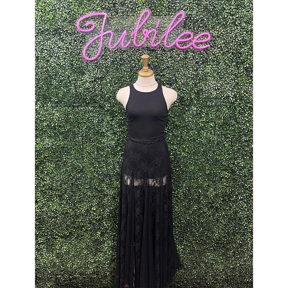 Roxie Black Sheer Lace Maxi Skirt