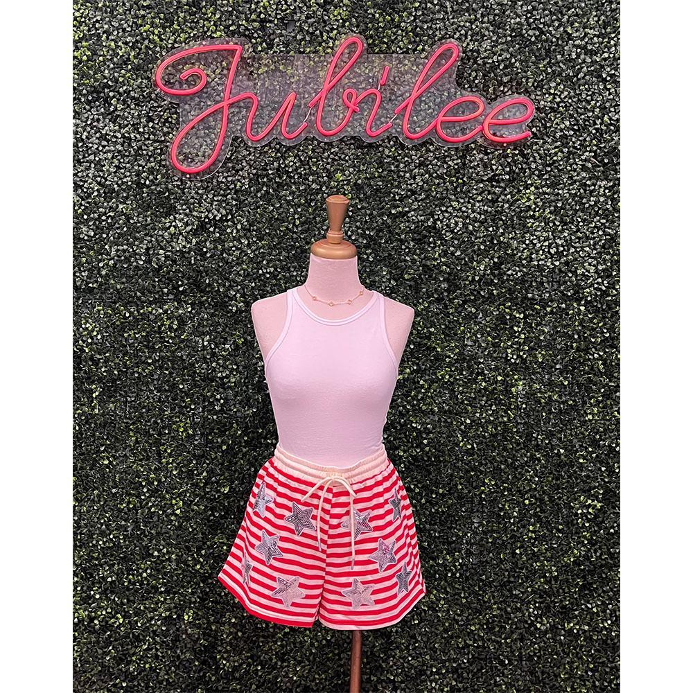 Dolly Sequin Star Striped Shorts