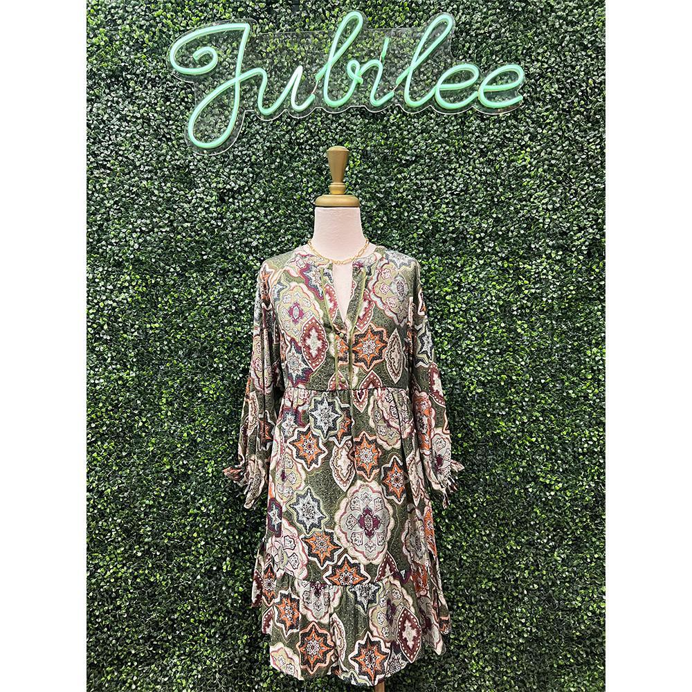 Wrenlee Olive Print Dress