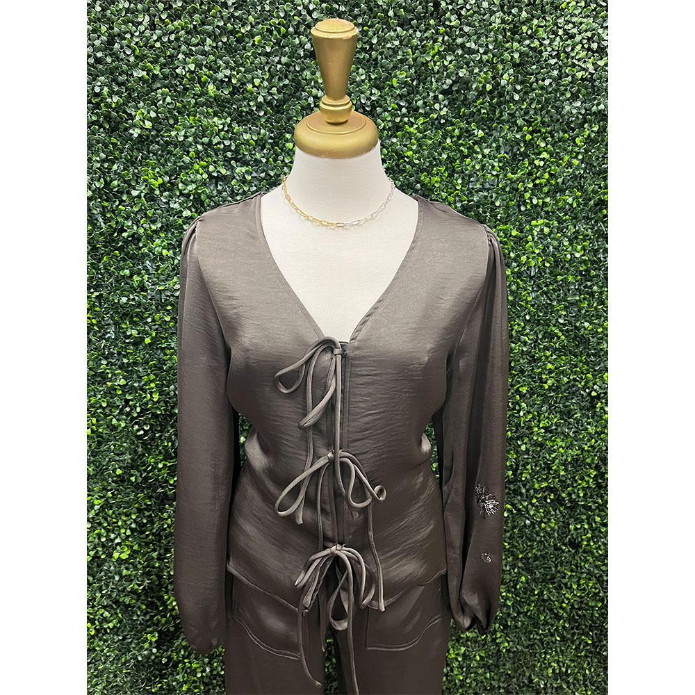 Evin Grey Rhinestone Blouse