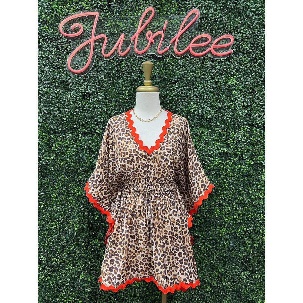Anna Scallop Mini Kaftan - Red