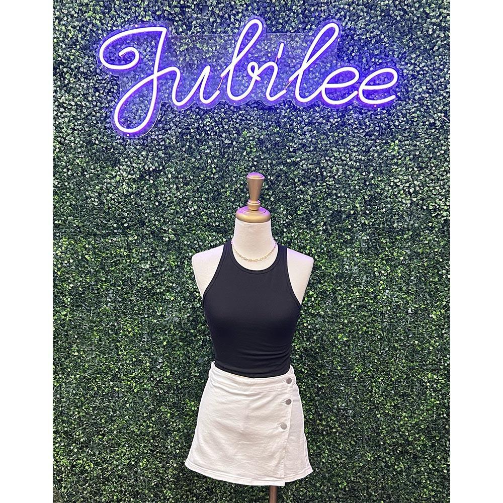 White High Rise Button Down Skort