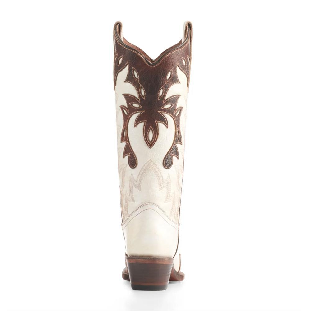 Pearl & Cognac Overlay Snip Toe Boots L6032