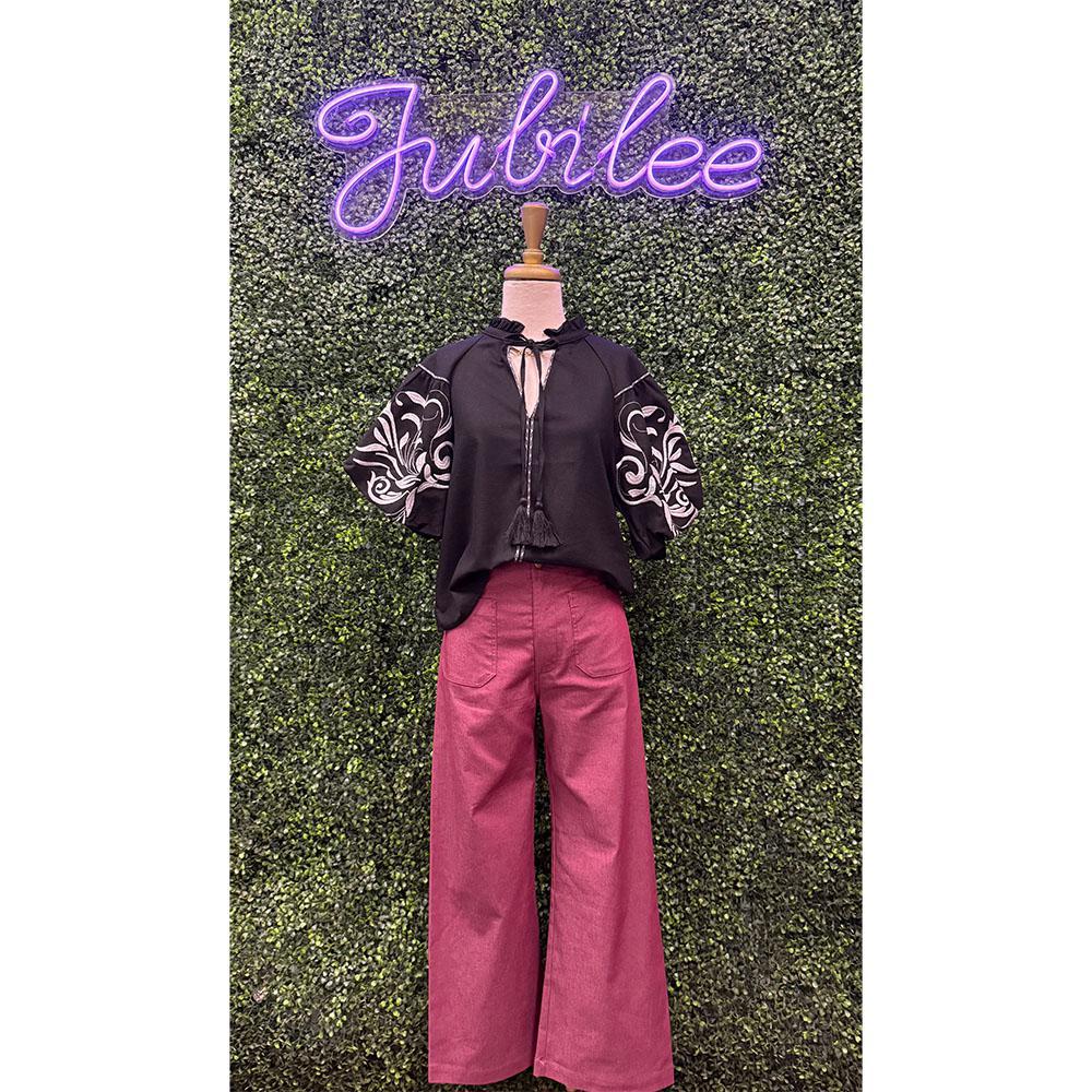 Tessa Wine Cropped Pants