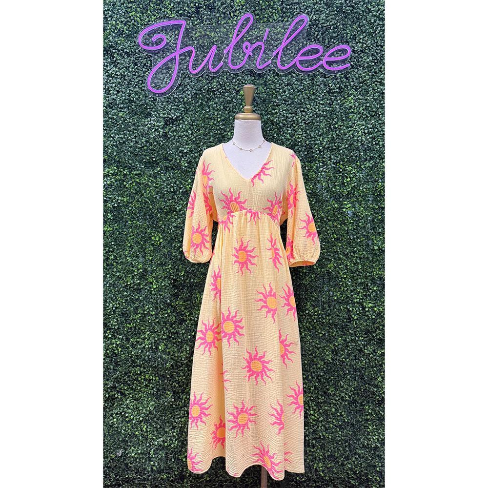 Veyra Ray Yellow Midi Dress