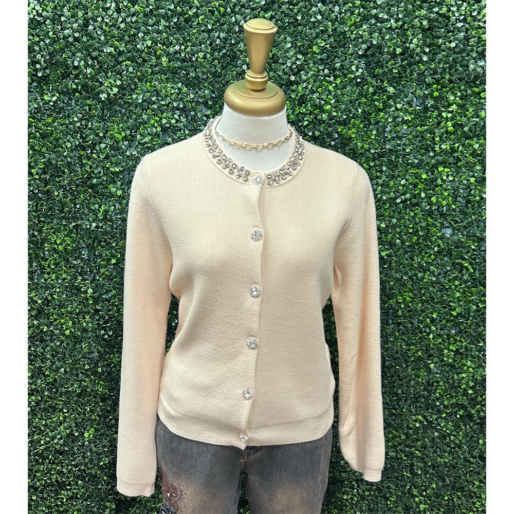 Felicity Cream Ribbed Knit Cardigan
