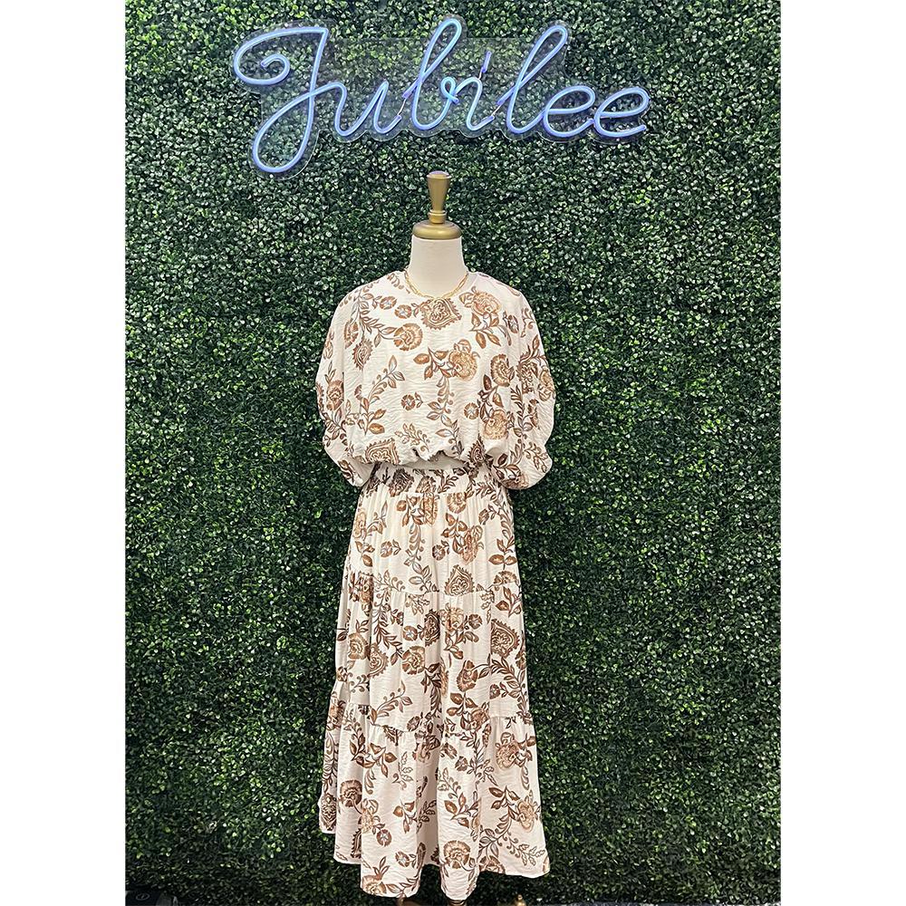 Odelia Floral Brown Midi Skirt