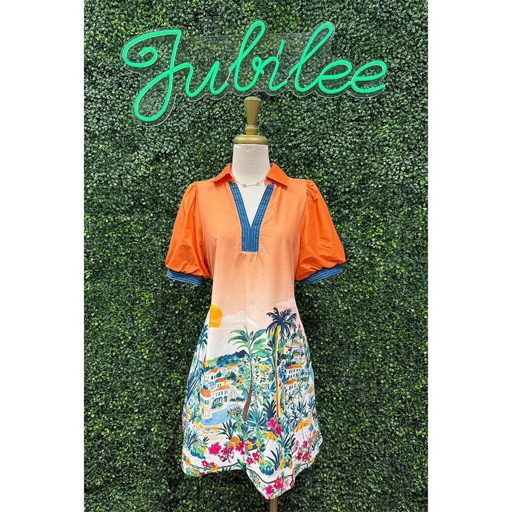 Beverly Scenic Print Mini Dress
