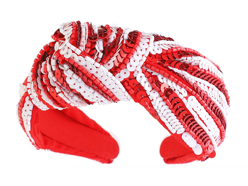 Red & White Sequin Knot Headband