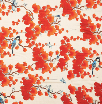 Blossom Branch Print Red Scarf