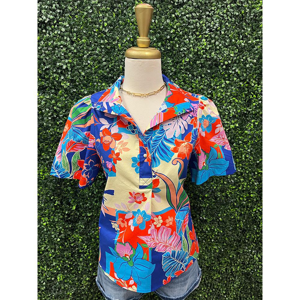 Regan Tropical Print Top