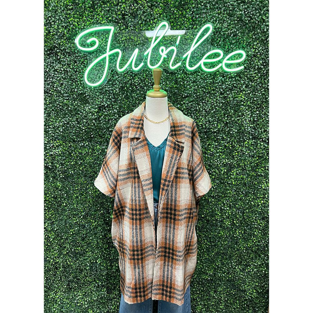 Burnt Orange Plaid Coat