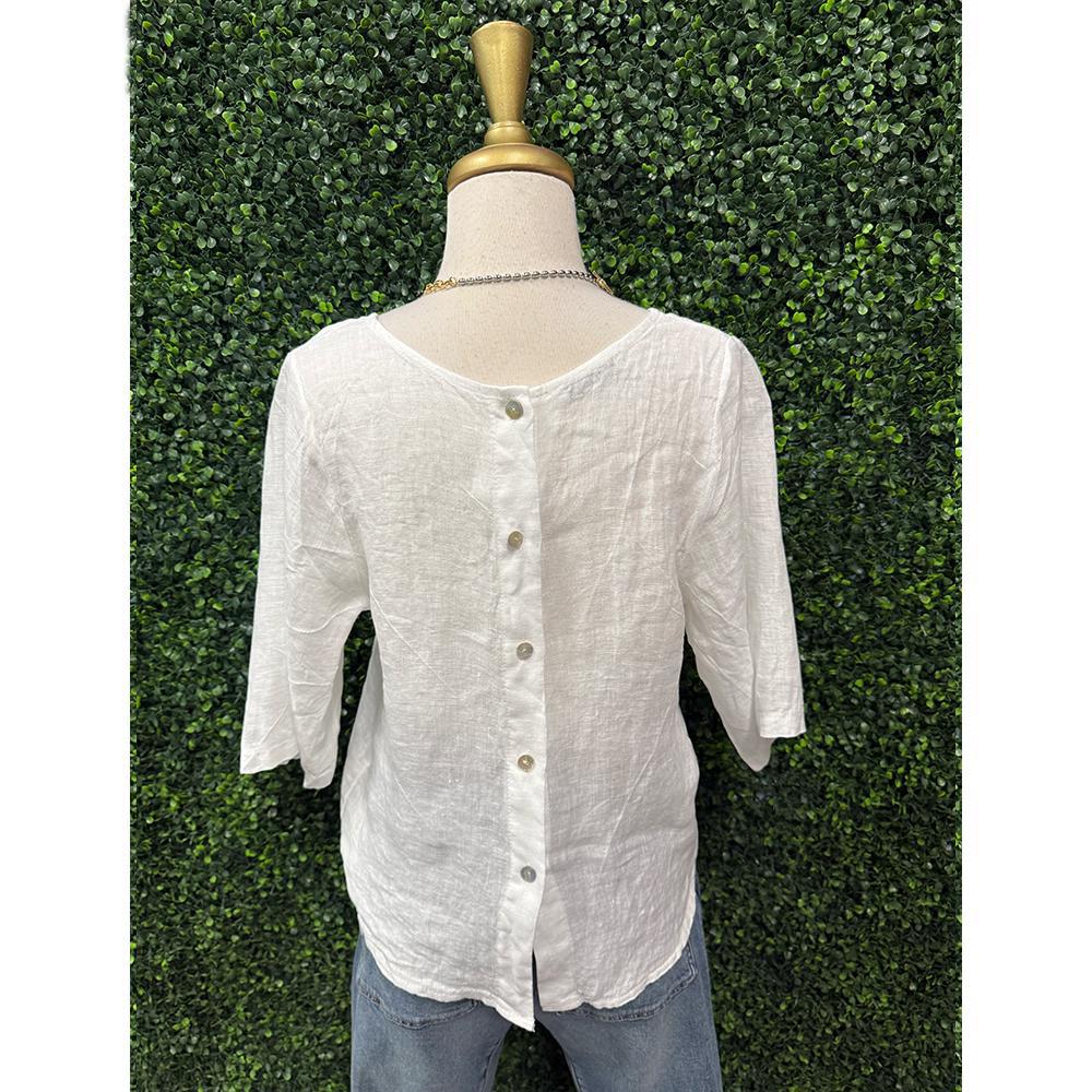 Brooke White Linen Top