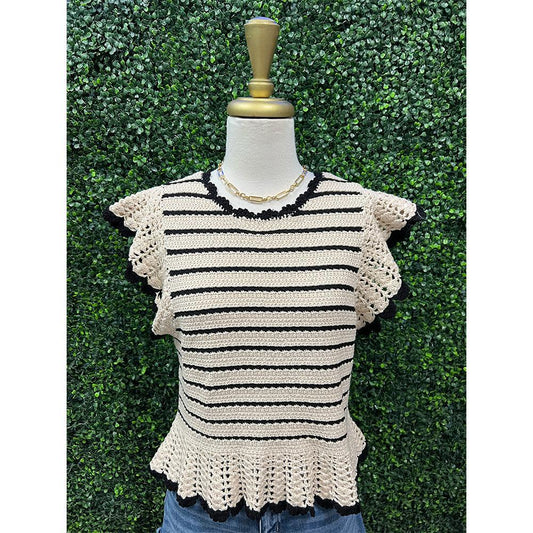 Kimberly Creme Flutter Sleeve Top