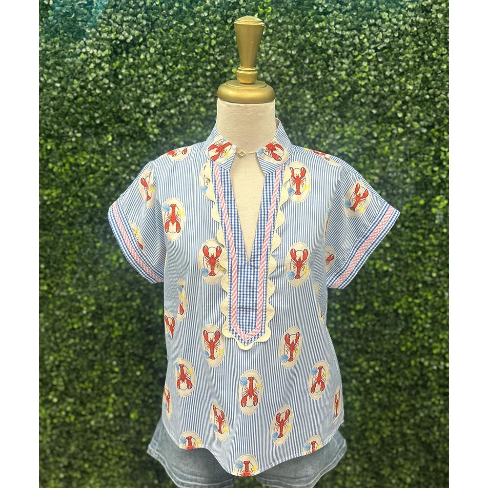 Ava Lobster Detail Striped Top