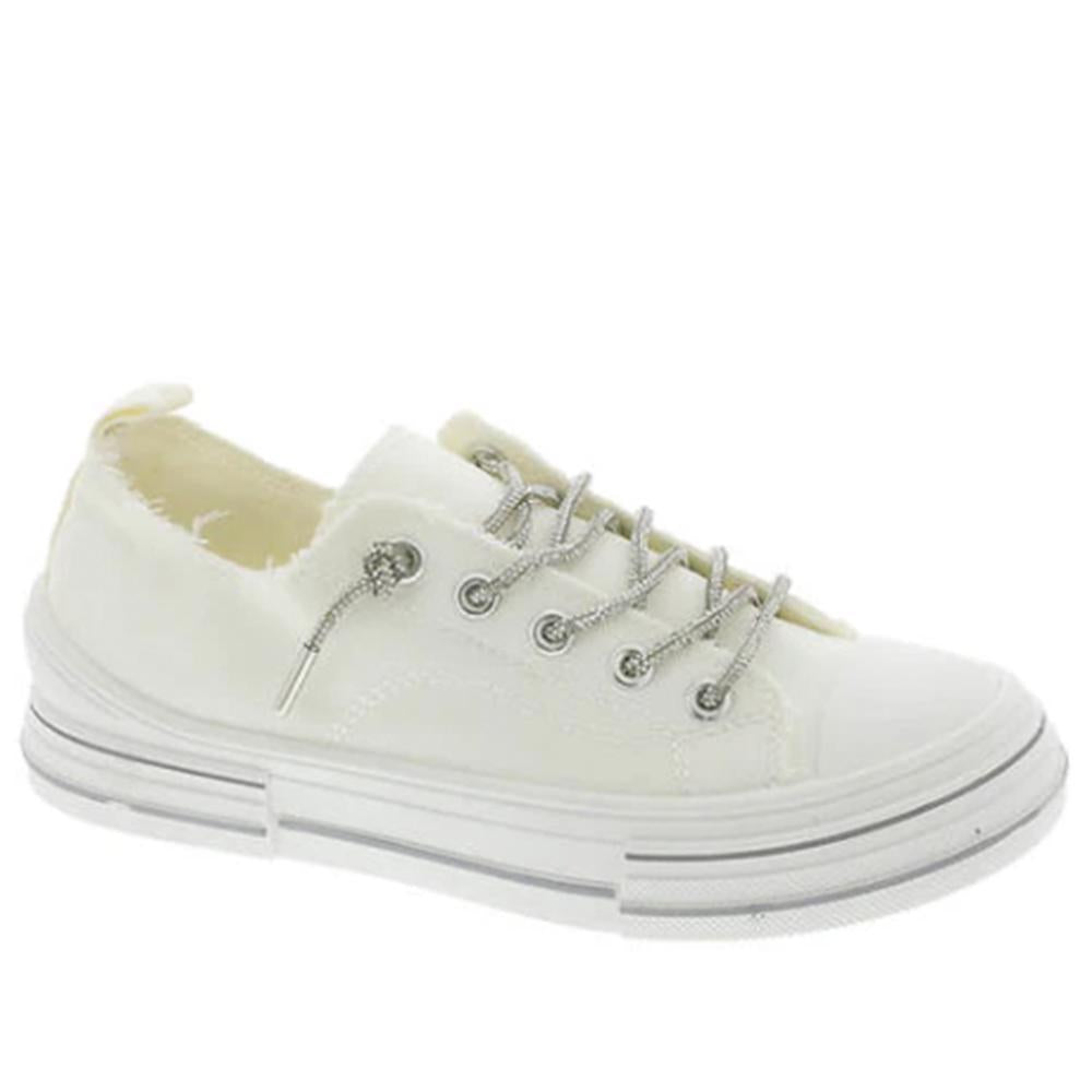 White Aman Glitter Lace Up Canvas Sneaker