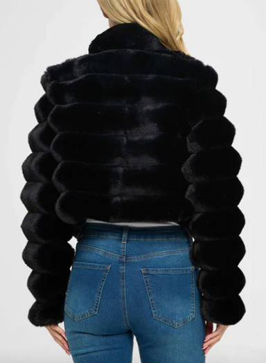 Puffed Up Black Faux Fur Coat
