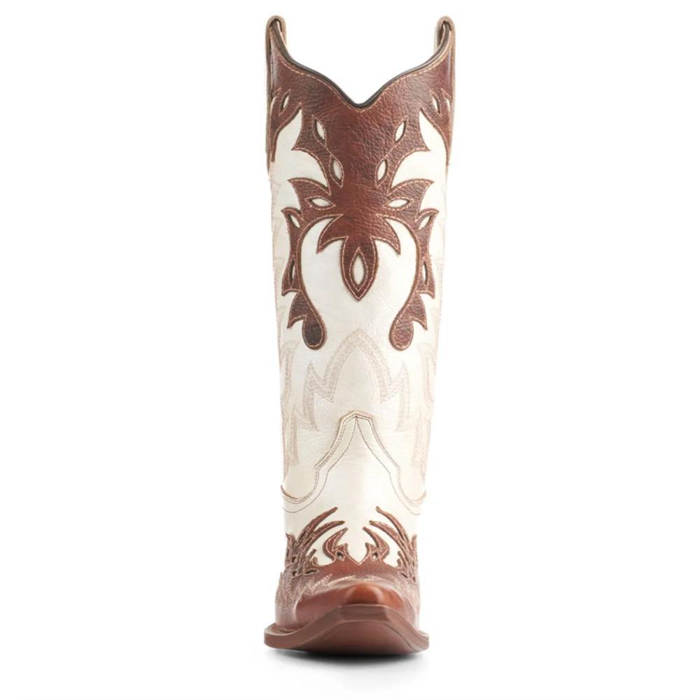 Pearl & Cognac Overlay Snip Toe Boots L6032