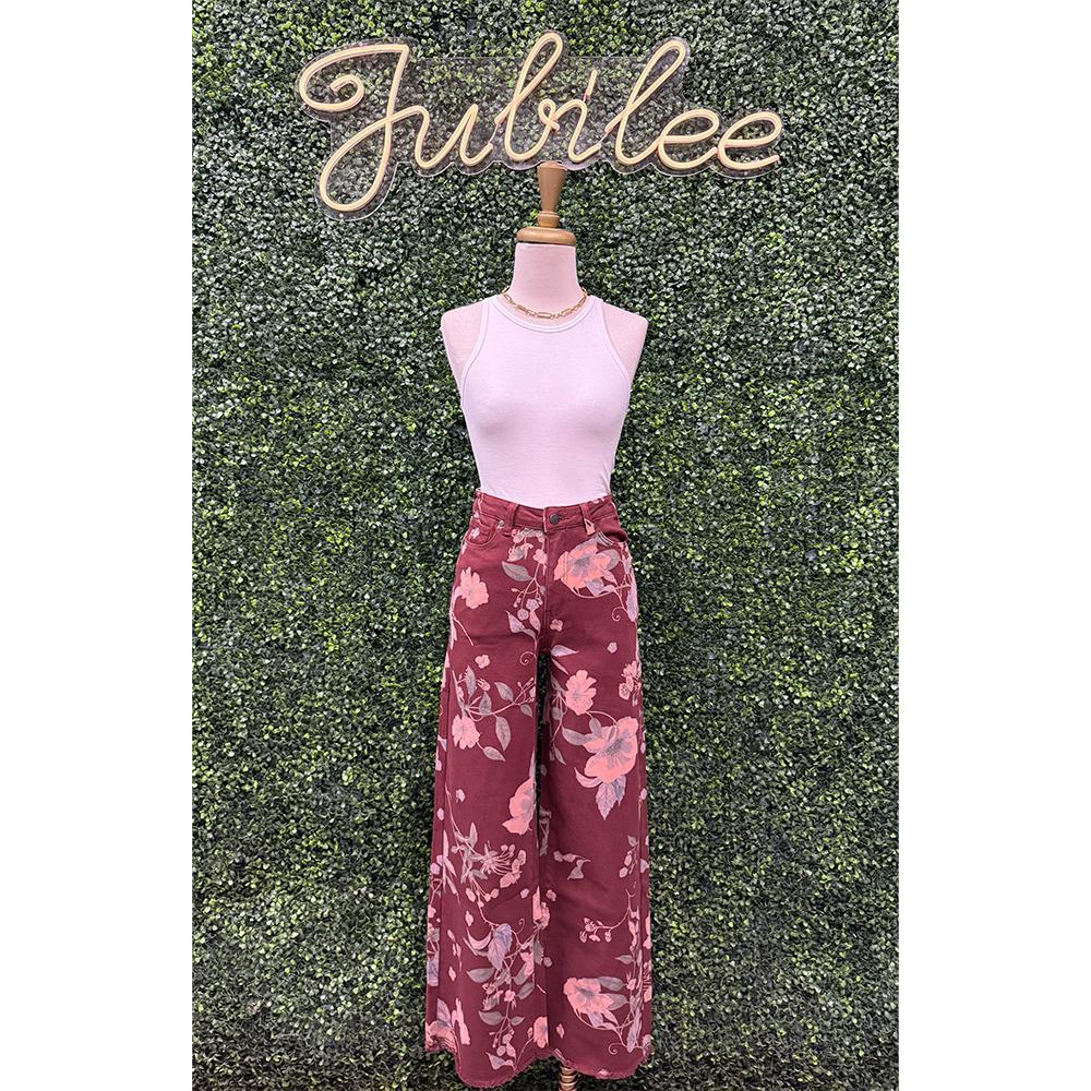 Benny Burgundy Floral Pants