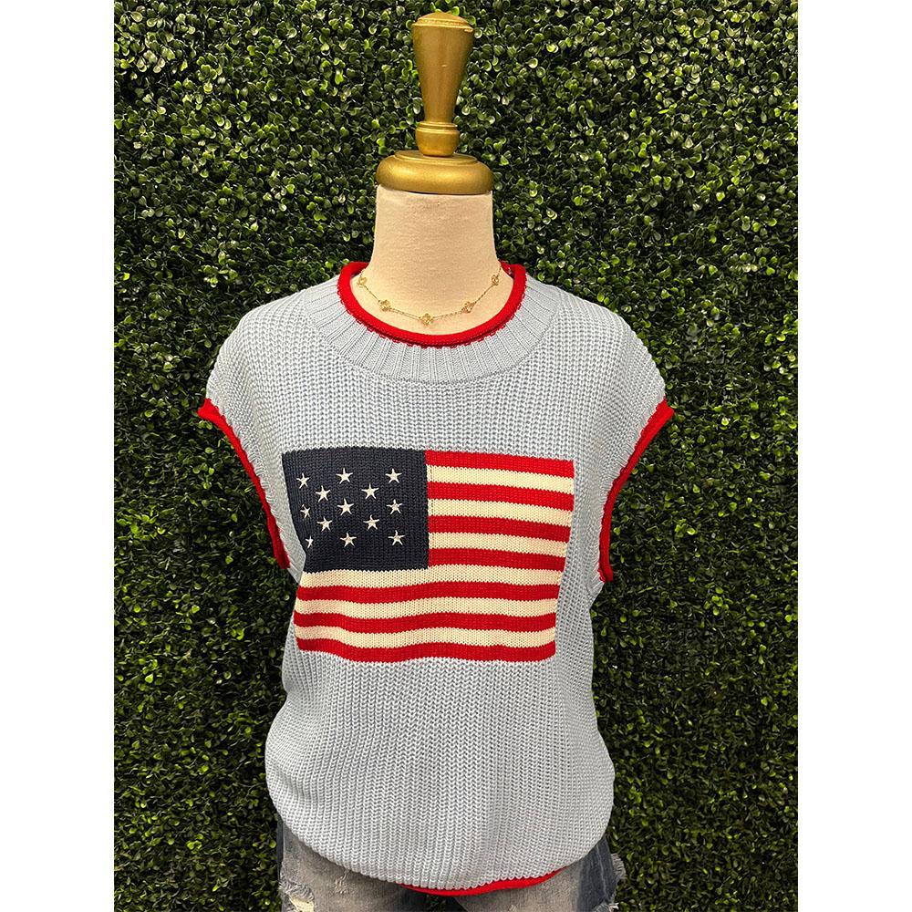 America Baby Blue Flag Top