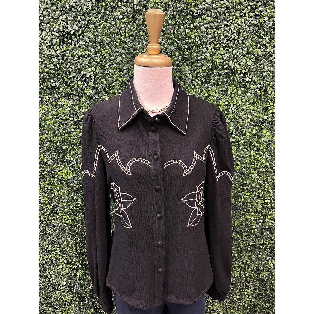 Kayce Rose-Embroidered Button Down