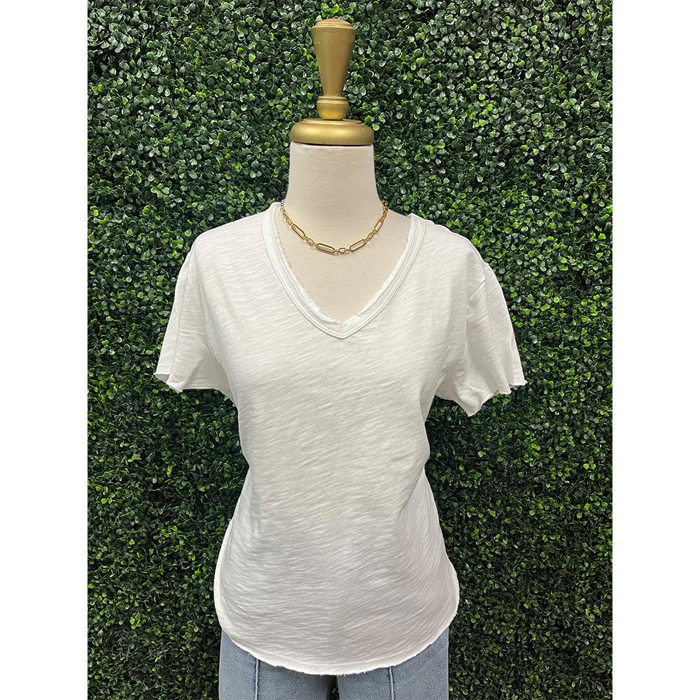 Vanya White V-Neck Top