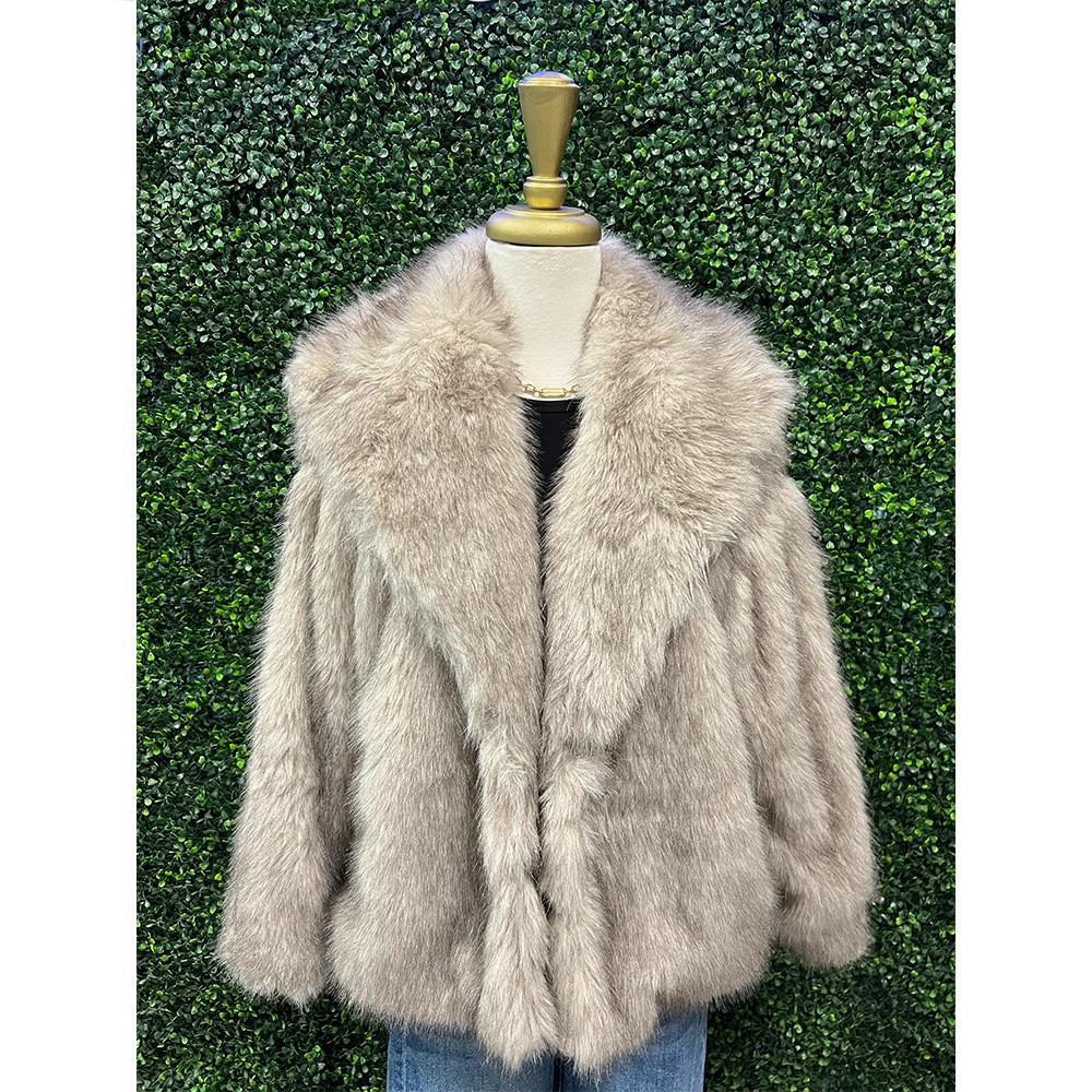 Tatii Tan Two Tone Faux Fur Jacket